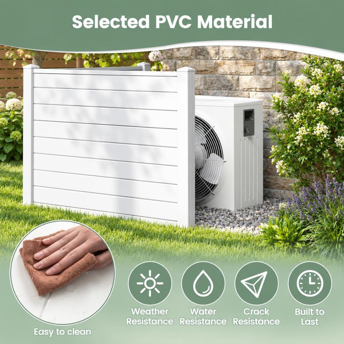 Airfind Outdoor PVC Air Conditioner Fence with 20 Inch Long Stakes, PVC Frame, 48 x 48 x 55 Footprint, White