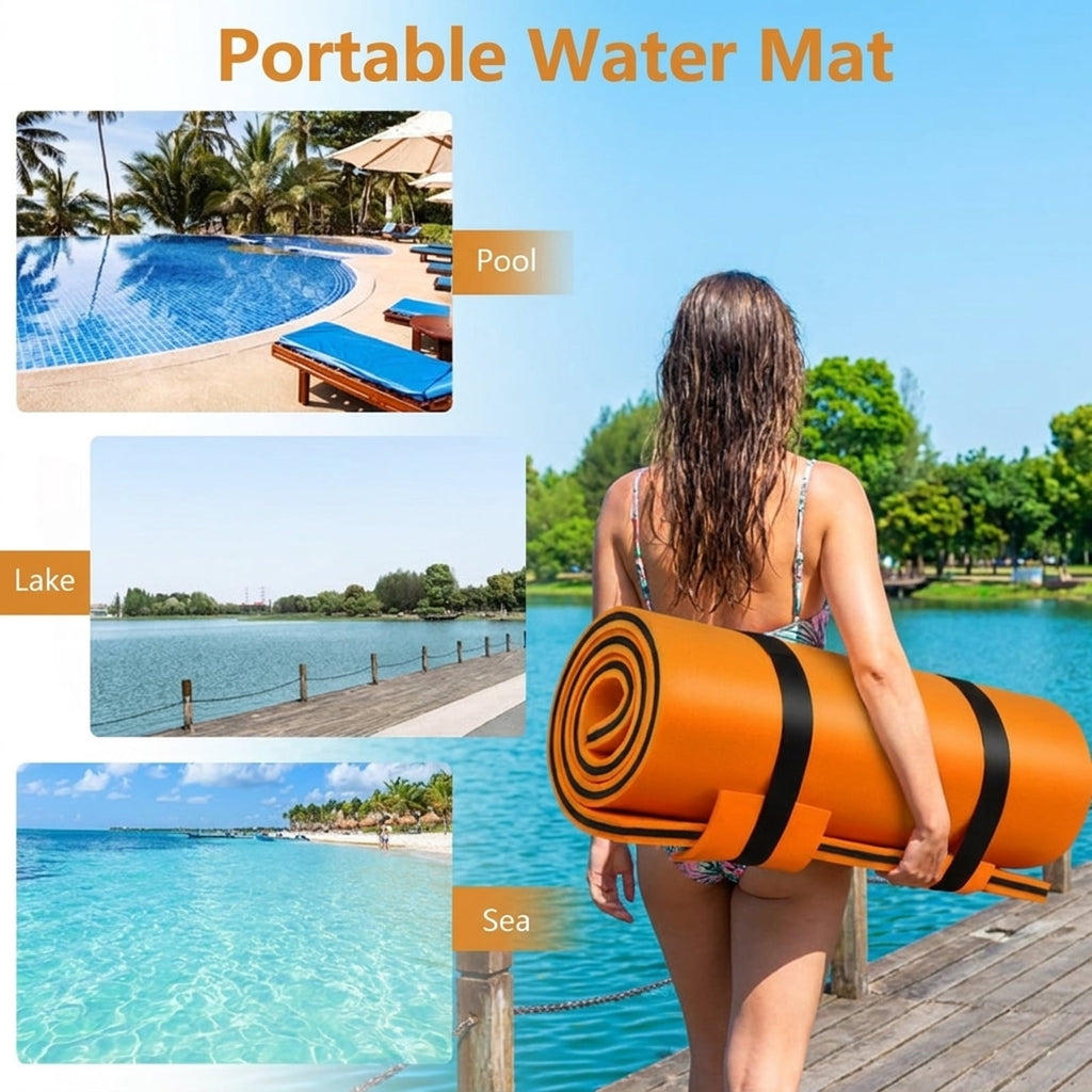 Airfind Triple-Layer Lake Float Pad with Roll-Up Storage, Orange