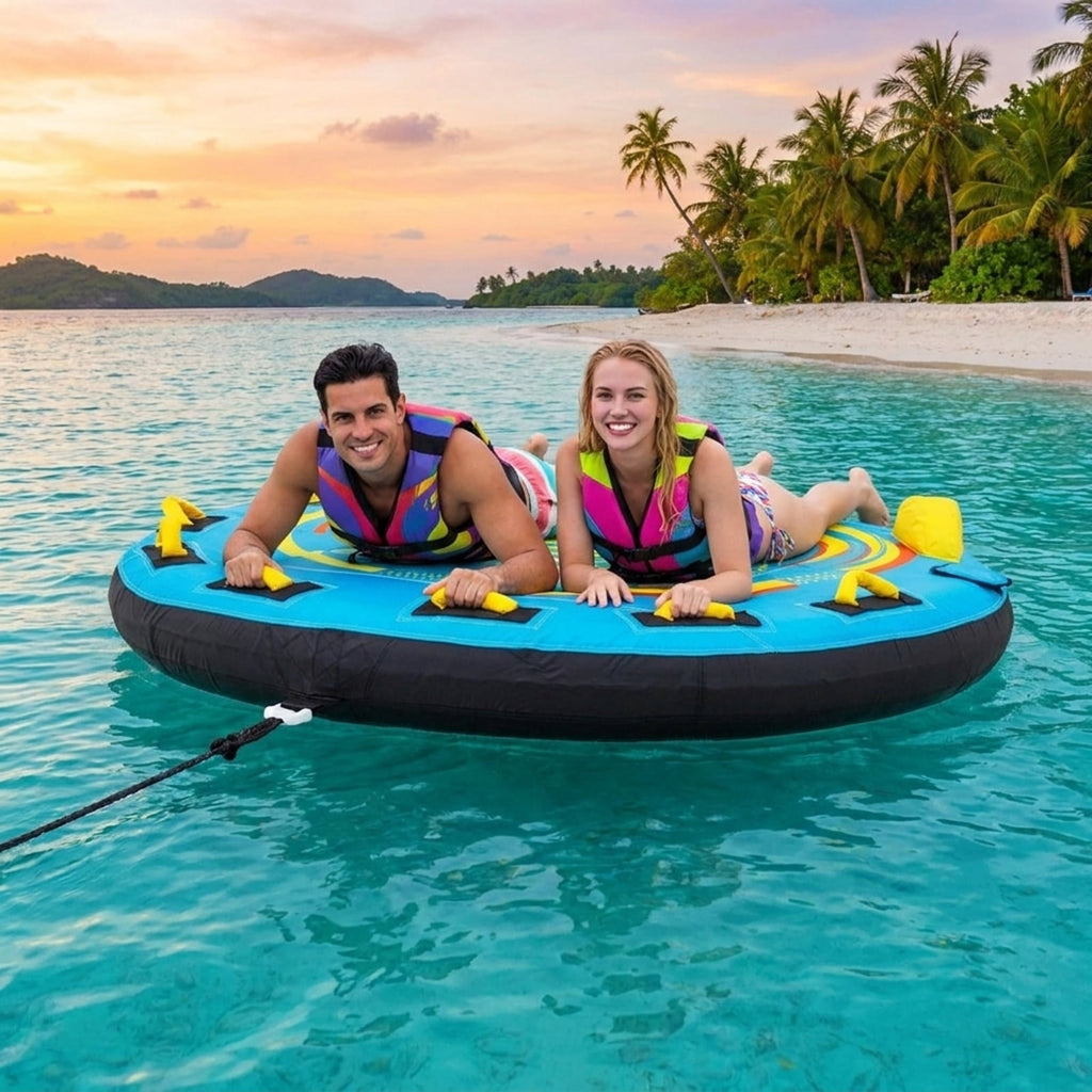 Airfind Heavy-Duty Inflatable Towable Tube for Boat Excursions, Yellow