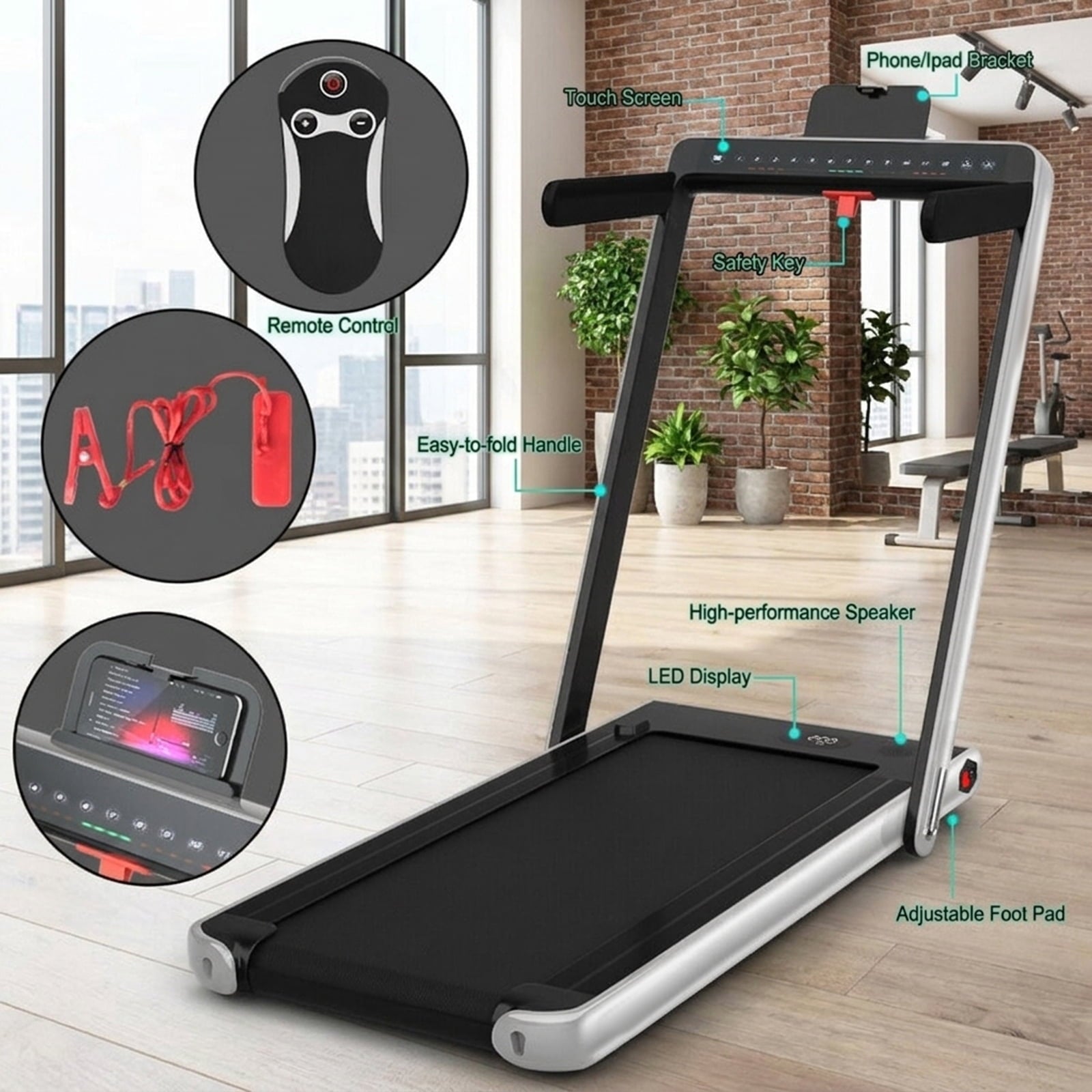 Airfind 2-in-1 Walk-to-Run Folding Treadmill, Silver
