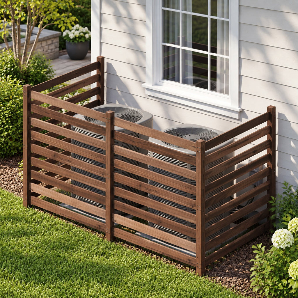 Airfind 4-Panel Wooden Outdoor Privacy Fence with Ground Stakes, Fir Wood, Product Dimensions of Each Screen 38.5 Inch, Brown