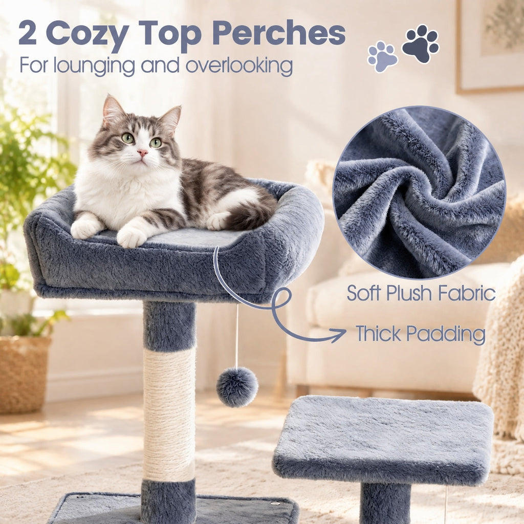 Airfind 66 Inch Tall Cat Tree Multi-Level Cat Tower with 2 Condos Sisal Scratching Posts, 33 lbs Capacity, Dark Gray