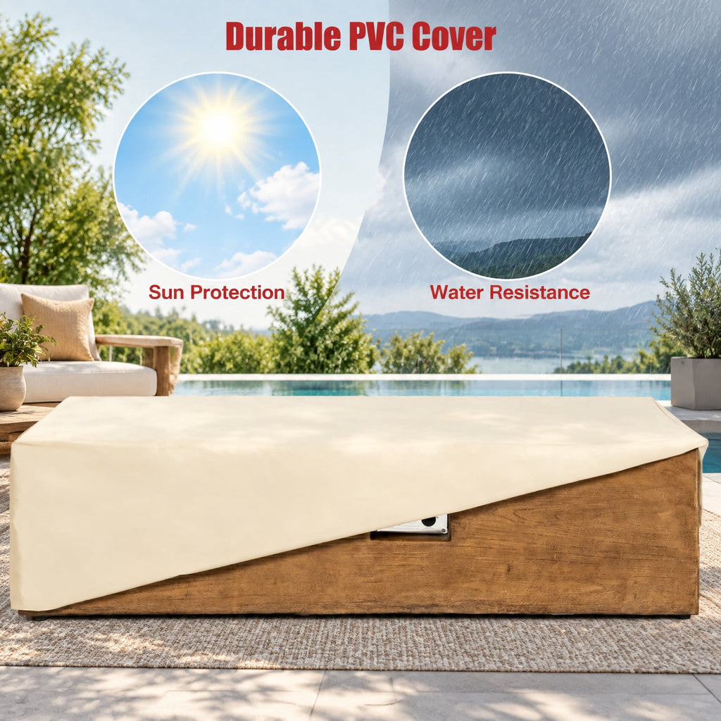 Airfind 48 x 27 Inch Outdoor Gas Fire Pit Table 50 000 BTU with Lava Rocks and Cover, Brown, Net weight 88 lbs Output: 50 000 BTU