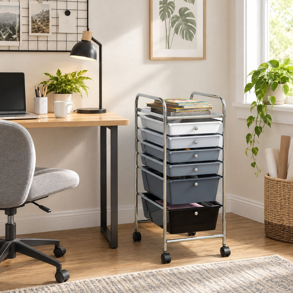 Airfind 6 Drawers Rolling Storage Cart Organizer, Steel Frame, 17 x 13.5 x 30 Footprint, Black, Perfect for any room where space is limited