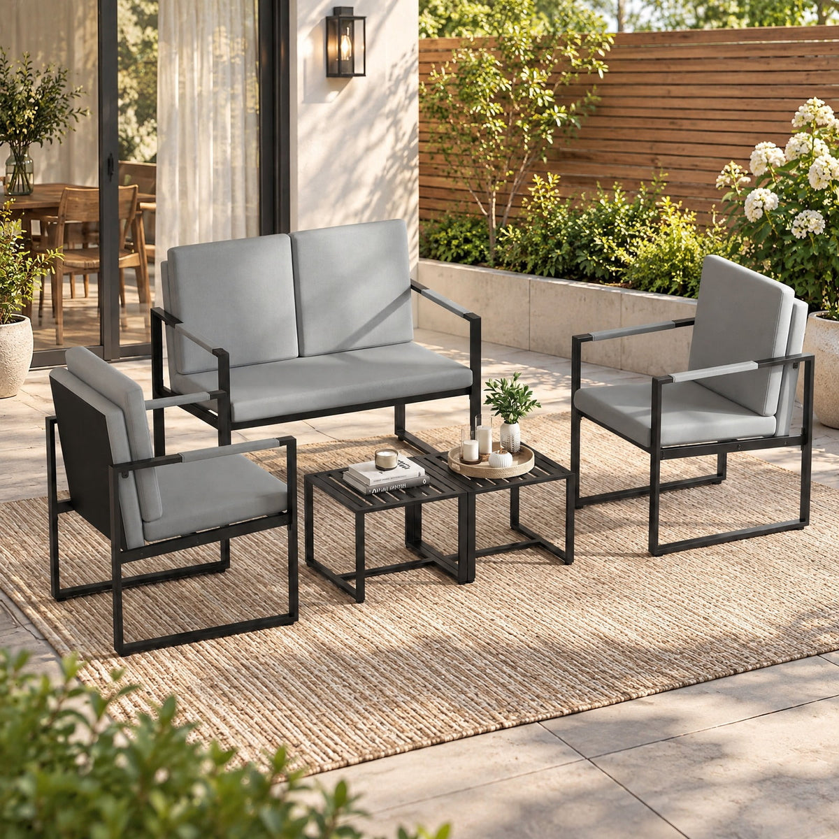 Airfind Mid Century Modern Single, Set of 2, Sofa Chairs with Cushions, 265 lbs Capacity, PU Leather Metal Sponge Frame, 25 Inch x 27.5 Inch x 35.5 Inch, Gray