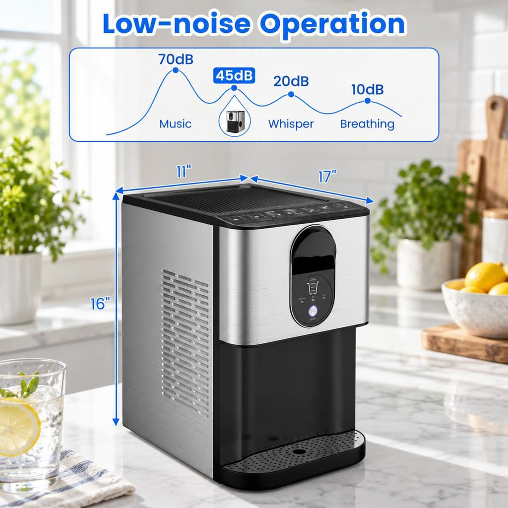 Airfind Self Dispensing Nugget Ice Maker Countertop with Soft Chewable Pellet Ice Cubes, Silver, 15 mins fast ice making for high efficiency