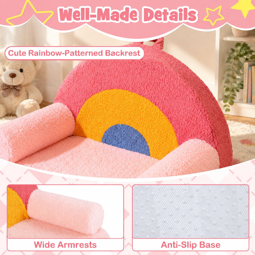 Airfind Kids Sofa Toddler Foam Couch with Soft Fleece Fabric Cover, Teddy Fleece Fabric Frame, for 3+ years old, 21.5in x 17.5in x 17.5in Footprint