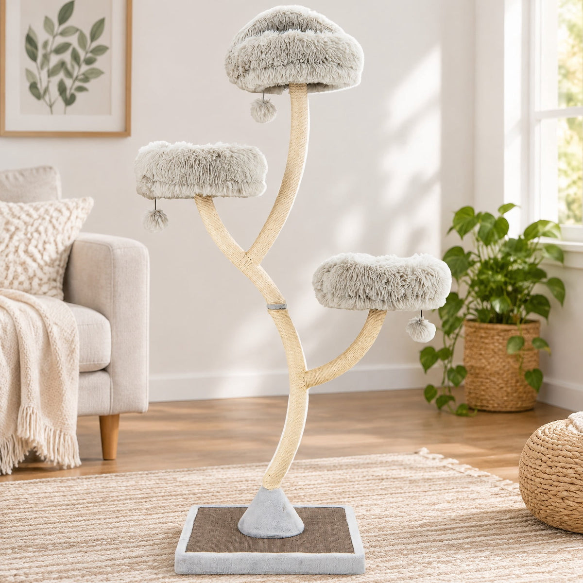 Airfind 70 Inch Tall Cat Tree 4-Layer Cat Tower with 3 Perches and Dangling Balls, 22 lbs Capacity, Engineering Board Metal Plush Sisal Rope Frame