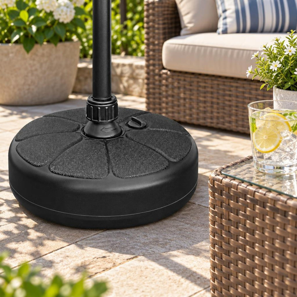 Airfind 27 lbs Fillable Round Umbrella Base Stand for Yard Garden Poolside, HDPE Frame, Black, easily set up or taken down no tools required