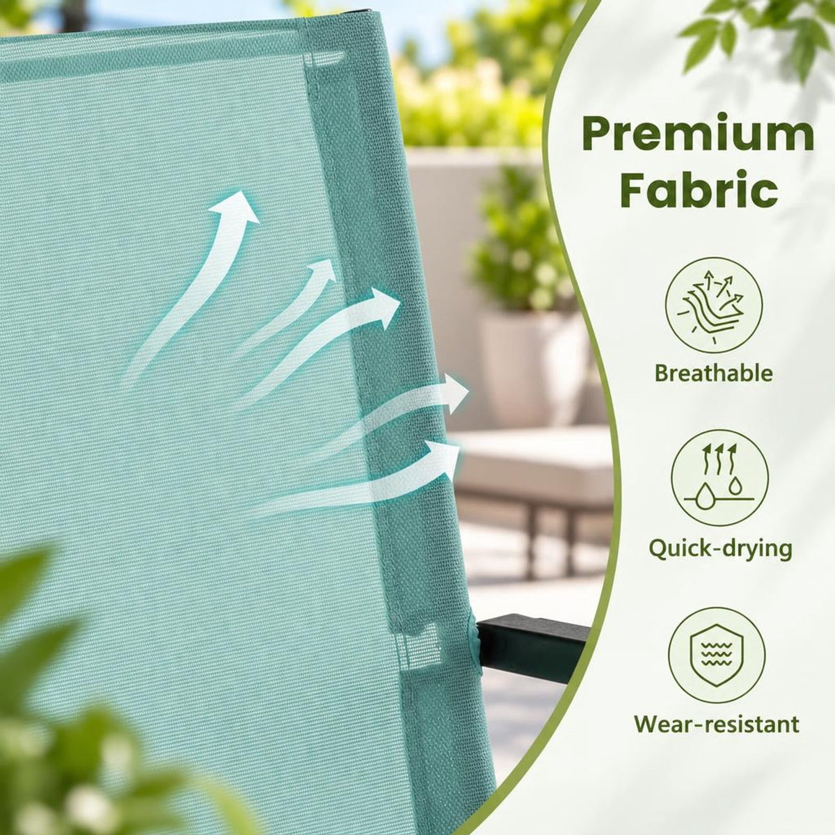 Airfind 2 Set of Patio Dining Chair with Armrests and Metal Frame, Chair 330 lbs Capacity, Metal Fabric Unfolding Frame, 25.5 x 24 x 37 Footprint