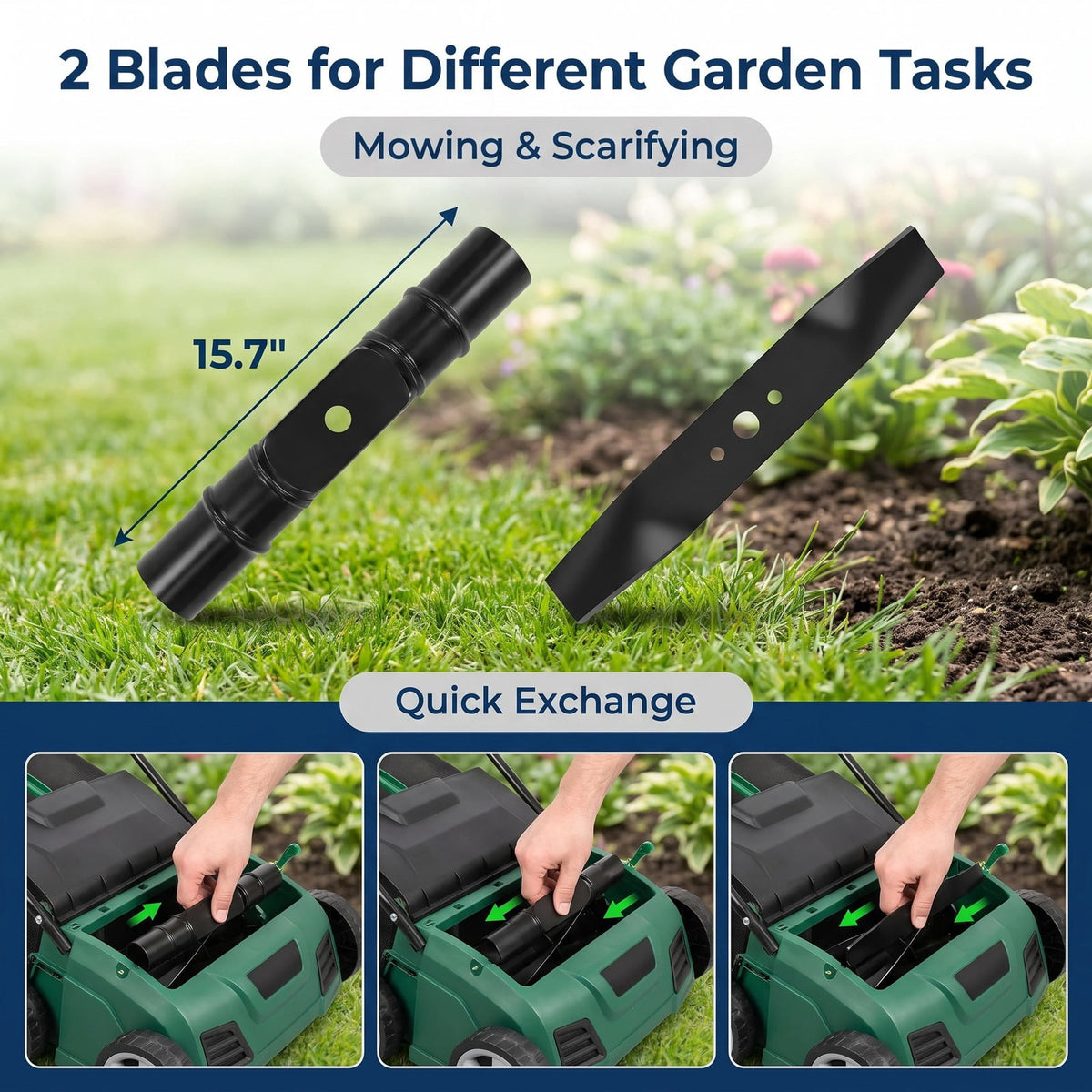 Airfind 15 Inch 13 Amp Electric Scarifier with Collection Bag and Removable Blades, PP steel Frame, Green