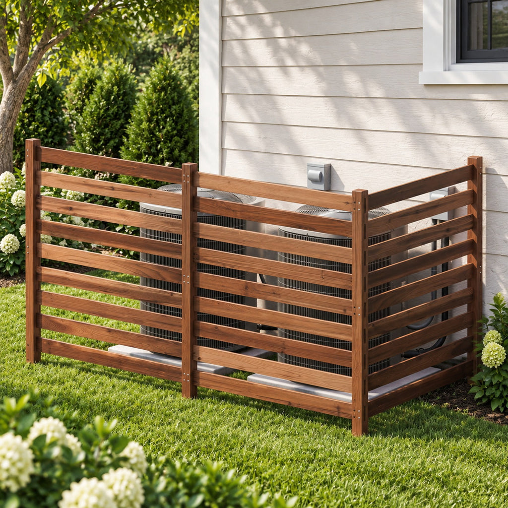 Airfind 3-Panel Wooden Outdoor Privacy Fence with Ground Stakes, Fir Wood Frame, Brown, Product Dimensions of Each Screen 38.5 Inch
