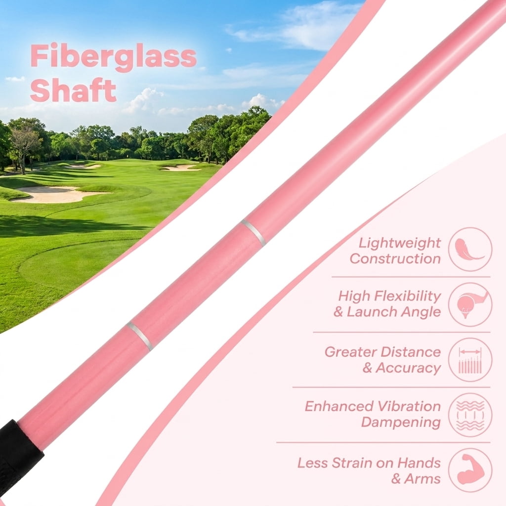 Airfind Junior Complete Golf Club Set for Ages 11-13 with 5 Pieces Including a 460cc Fairway Wood and Irons Plus Putter and Stand Bag as a Full Golf Club Set, Pink