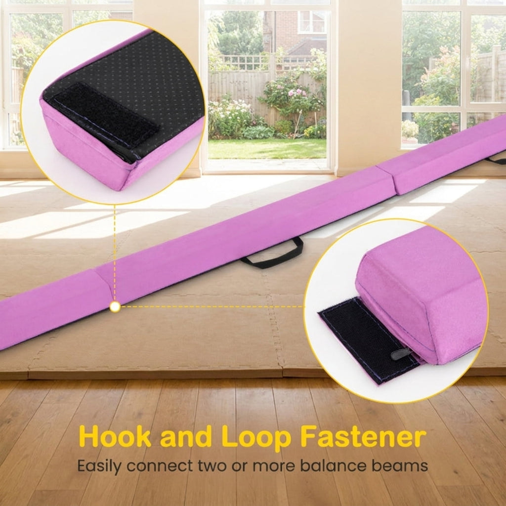 Airfind 7 FT Folding Balance Beam with Removable Suede Cover and Non-Slip Bottom, Portable Gymnastics Training Beam for Home, Purple