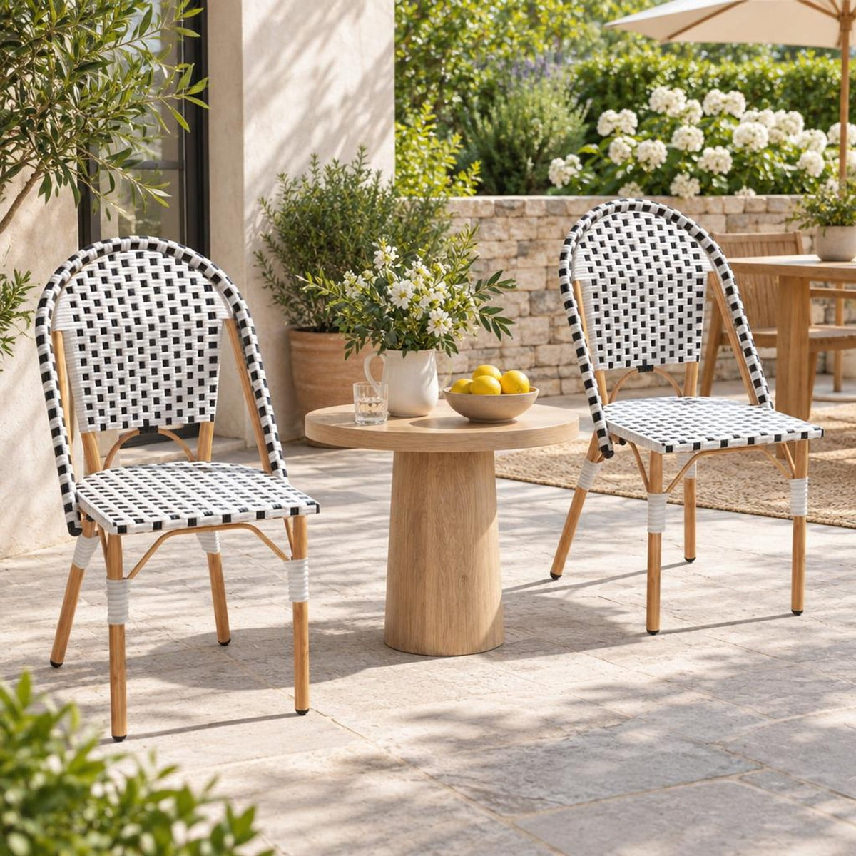 Airfind French Bistro Chair Set of 2 with Galvanized Metal Framex, 330 lbs Net Weight of 2 Chairs: 24.5 lbs Capacity, White
