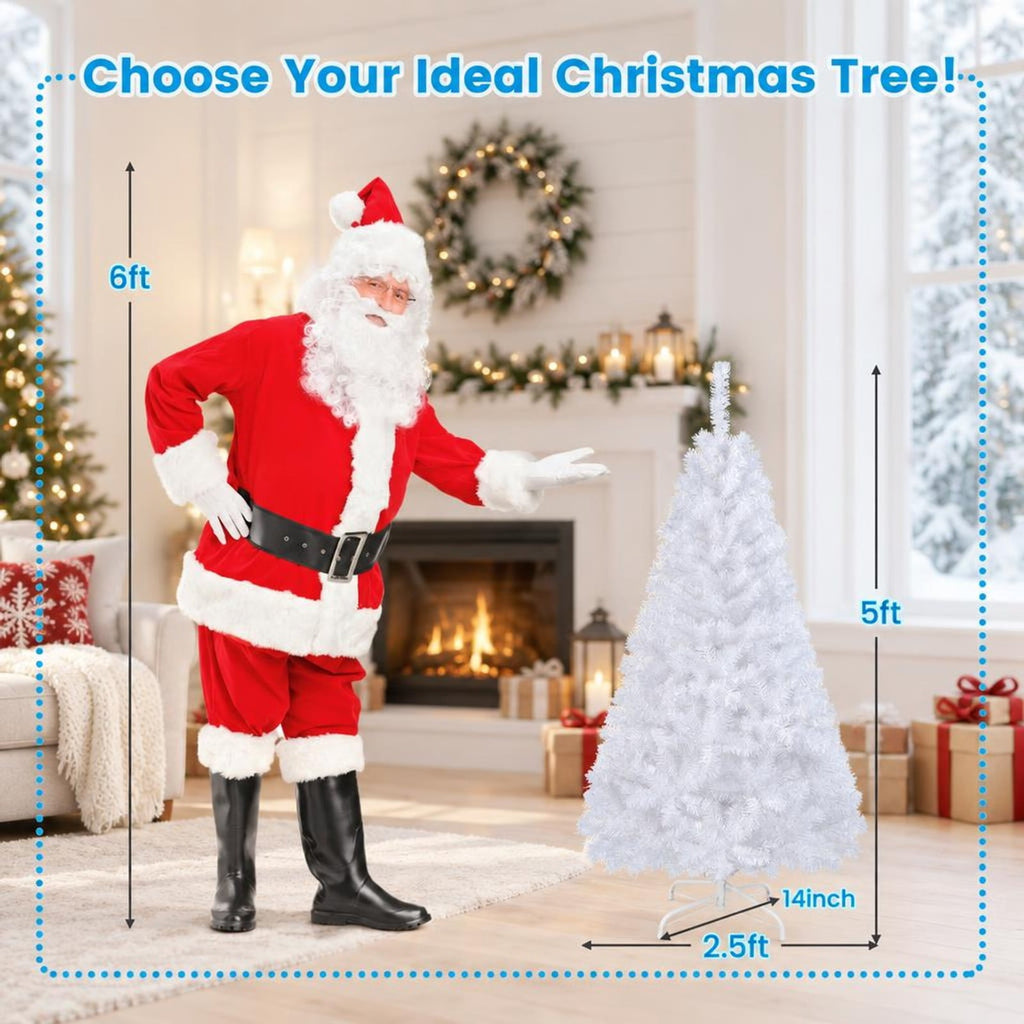 Airfind 5 ft White Artificial PVC Christmas Tree, PVC Frame, White, Made from brand new and high quality PVC, Durable metal stand to help prop the tree