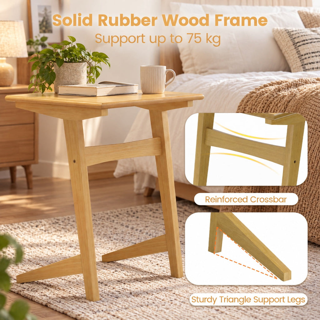 Airfind Set of 2 Wood Sofa Side Table C, 165 lbs Capacity, Rubber Wood MDF Frame, 20 x 18 x 24.5 Footprint, Wood