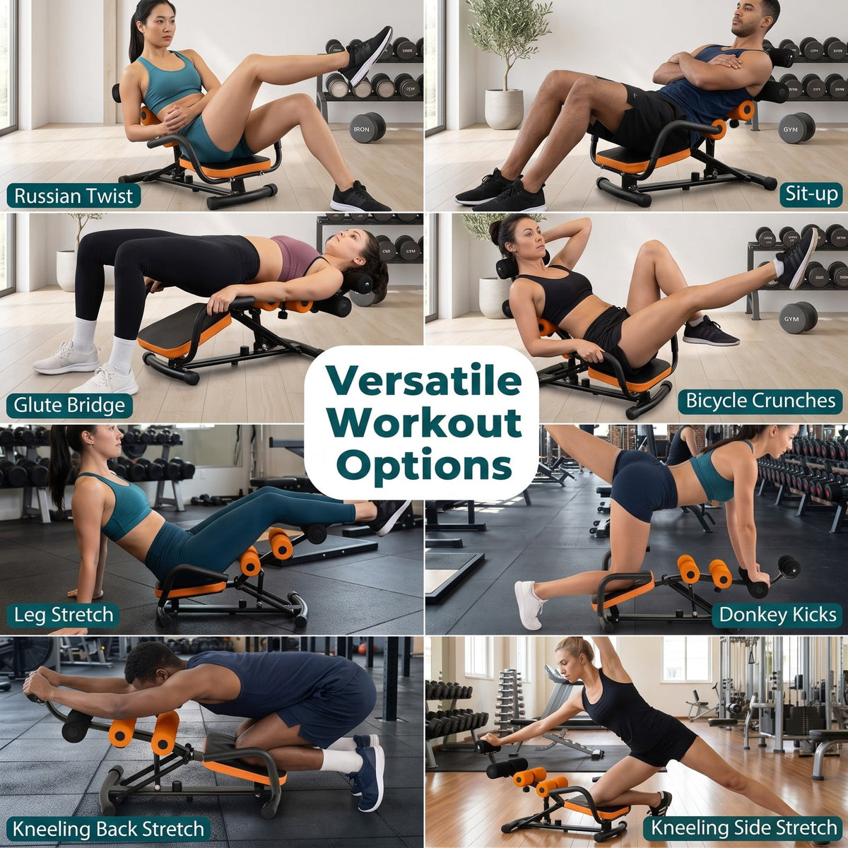 Airfind Abdominal Trainer Core Crunch Exercise Bench Machine, Adjustable Height Ab Twister Workout Equipment for Home Gym, Orange