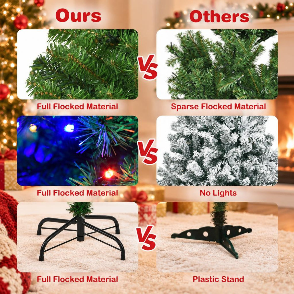 Airfind Artificial Premium Hinged Christmas Tree-4 ft, PVC Frame, 0.9in x 1.6in x 2in Footprint, Green Adapter: UL-certified