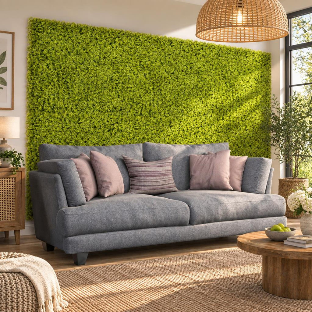 Airfind 12 Pieces 20 x 20 inches Artificial Grass Wall Panels for Garden Yard Balcony, PE Each Frame, Light Green