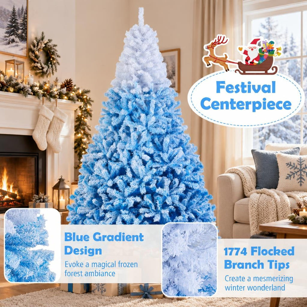 Airfind 5/6/7/8 FT Artificial Christmas Tree with Warm White LED Lights and 8 Modes-8 Feet, PVC Metal Tree Height 5 ft Tree Width 3.1 ft Frame