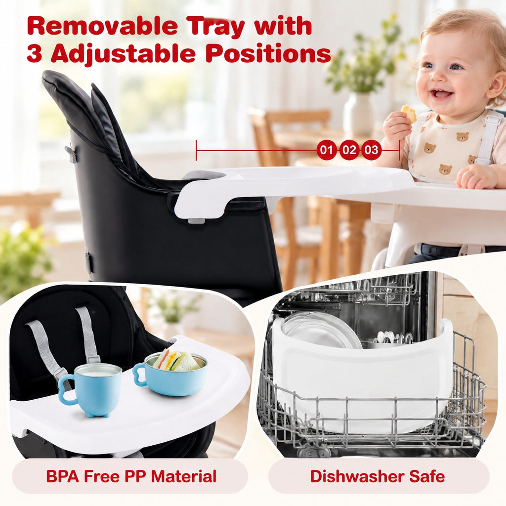 Airfind 6-in-1 Convertible Youth High Chair with Adjustable Removable Tray, 55 lbs Capacity, PP PU for Everyday Use, Unspecified