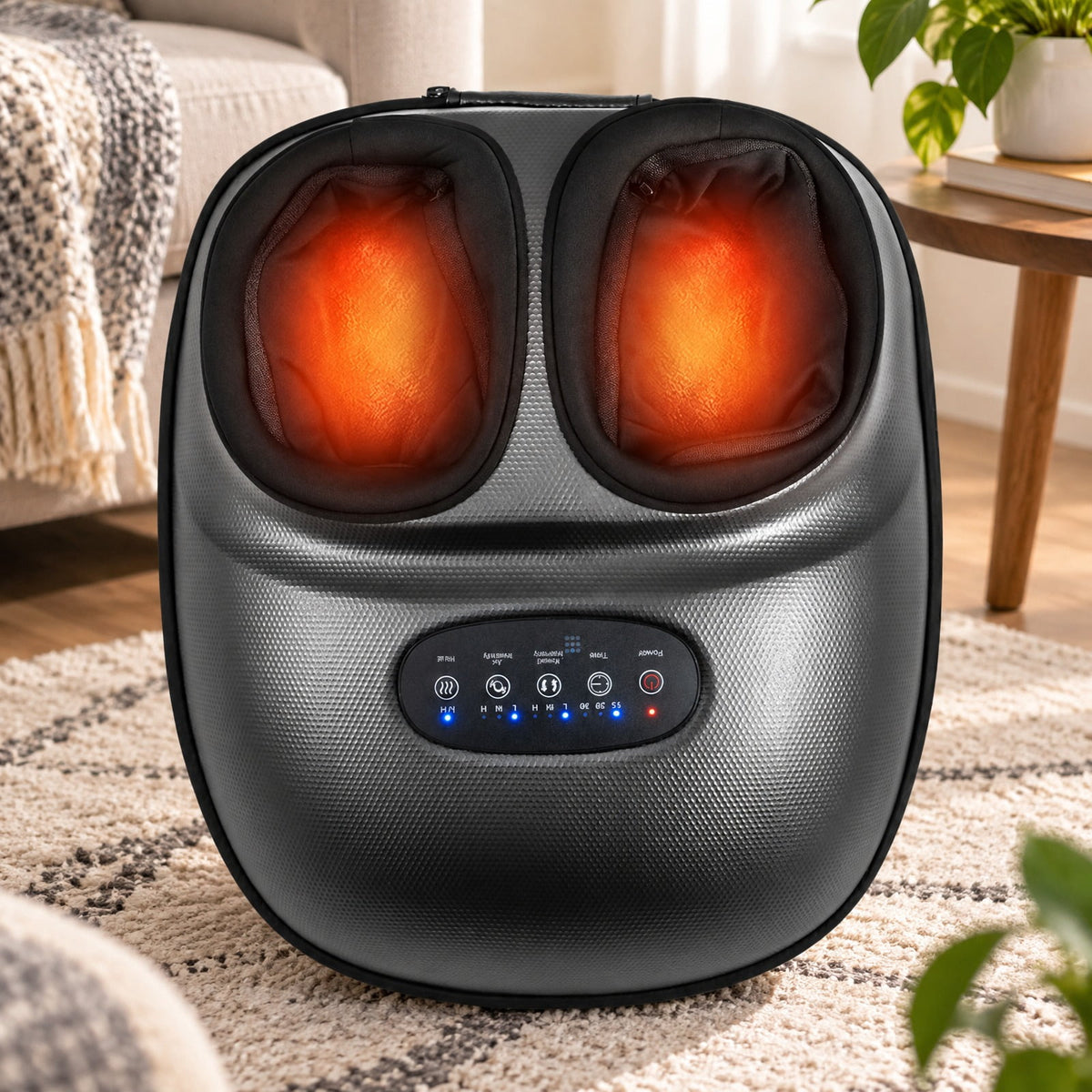 Airfind Shiatsu Foot Massager Machine with 2-Level Heat and Air Compression, EVA ABS Polyester Fabric Frame, Black