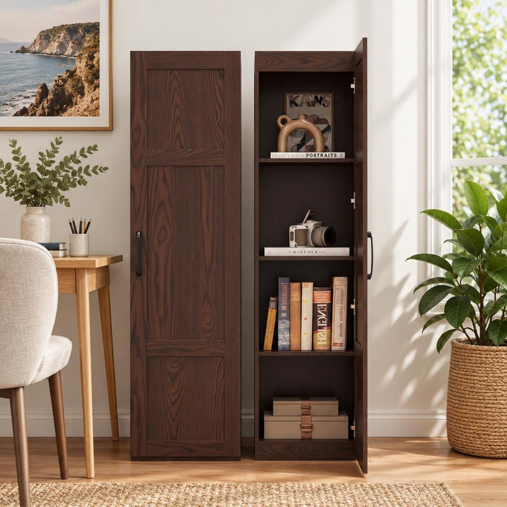 Airfind Tall Storage Cabinet with 4 Storage Shelves for Bathroom Living Room, 110 lbs Capacity, Engineered Wood MDF Frame, 16in x 15in x 59in Footprint