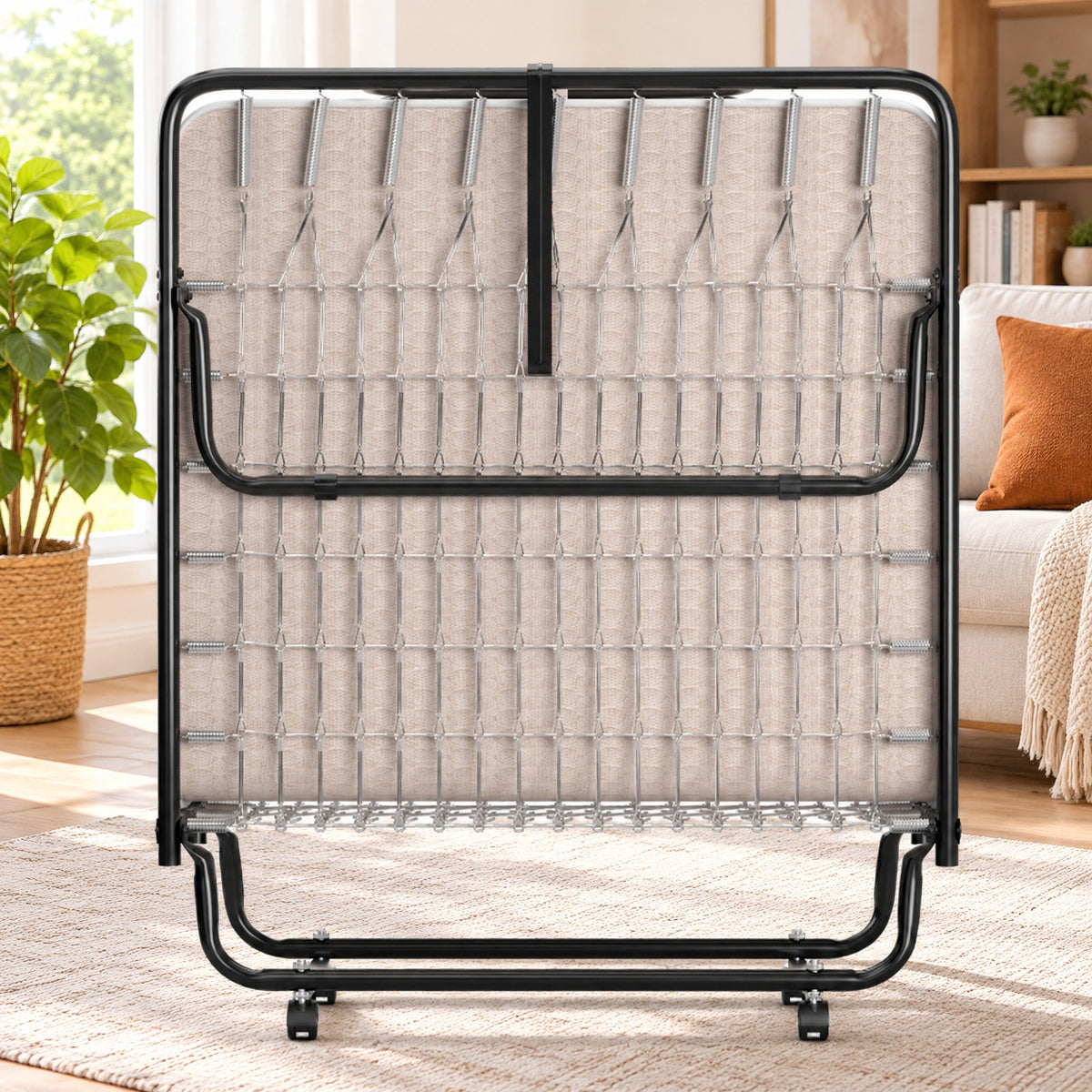 Airfind Rollaway Guest Bed with Sturdy Steel Frame and Memory Foam Mattress Made in Italy, 440 lbs Capacity, Steel memory foam foam Frame, Beige