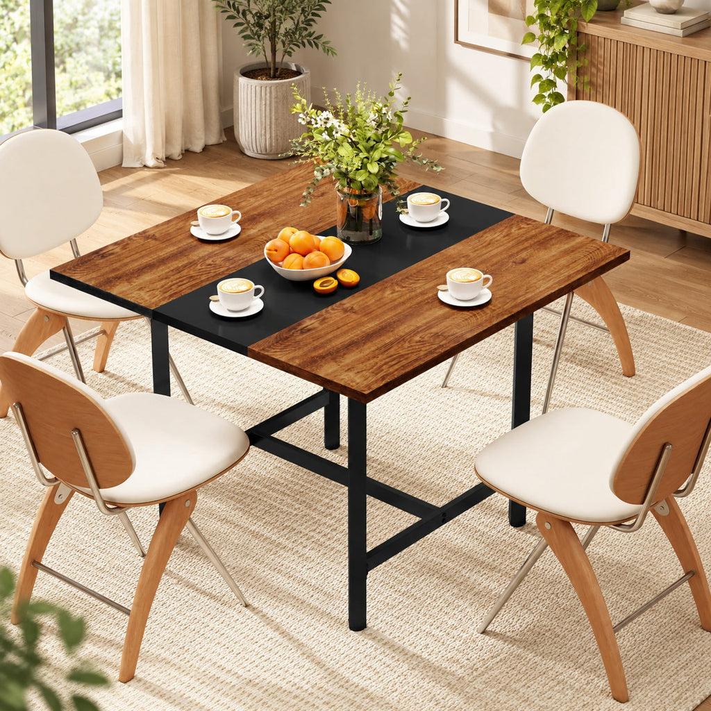 Airfind 39.5 Inches Square Conference Table Meeting Room Table with Thickened Tabletop, 200 lbs Capacity, Engineered Wood Metal Frame, Brown