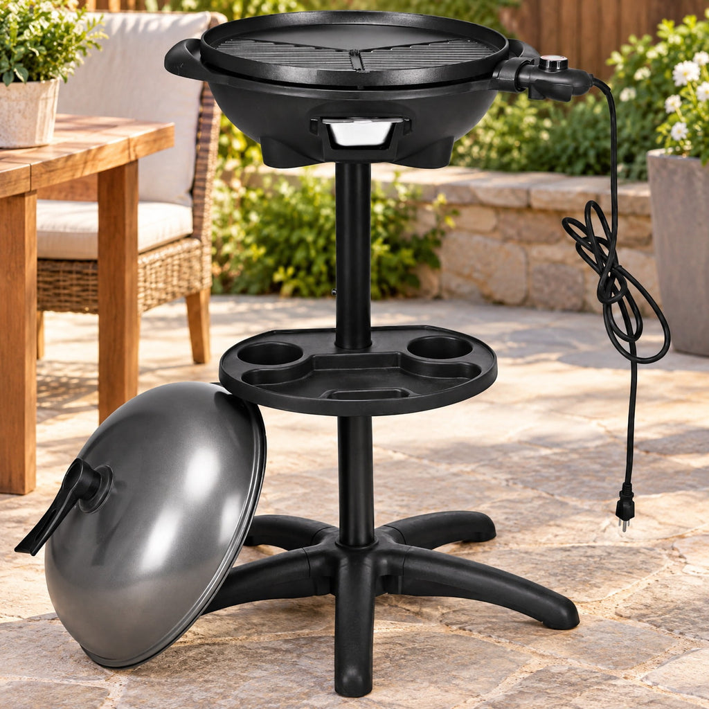 Airfind 1350 W Outdoor Electric BBQ Grill with Removable Stand Easy to Install, Aluminum Plate / ABS for Convenient Everyday Use, Black