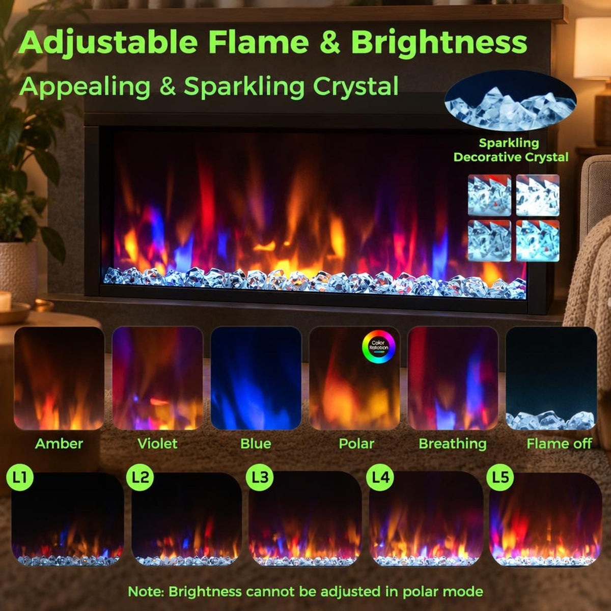 Airfind 23 Inch 1500W Recessed Electric Fireplace Insert with Remote Control, Metal Tempered Glass PS Frame, Black
