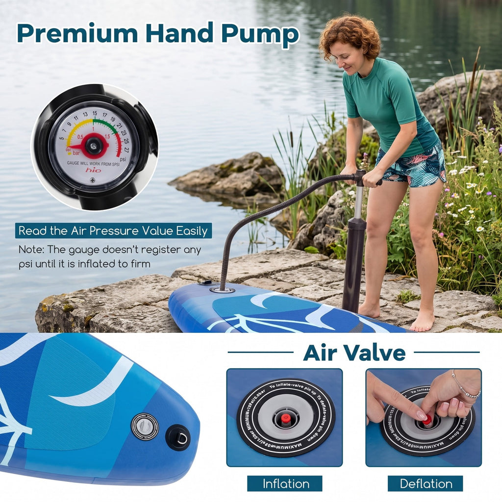 Airfind Inflatable Stand Up Paddle Board with Triple Fins Backpack and Aluminum Hand Pump for Adults and Beginners, Blue
