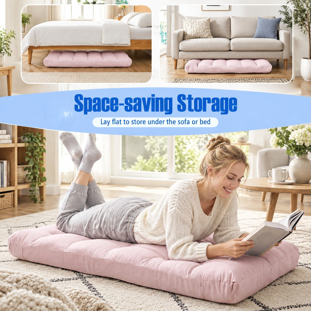 Airfind 14-Position Adjustable Folding Lazy Gaming Sofa, 264 lbs Capacity, Cotton and linen fabric steel Frame, Light Pink