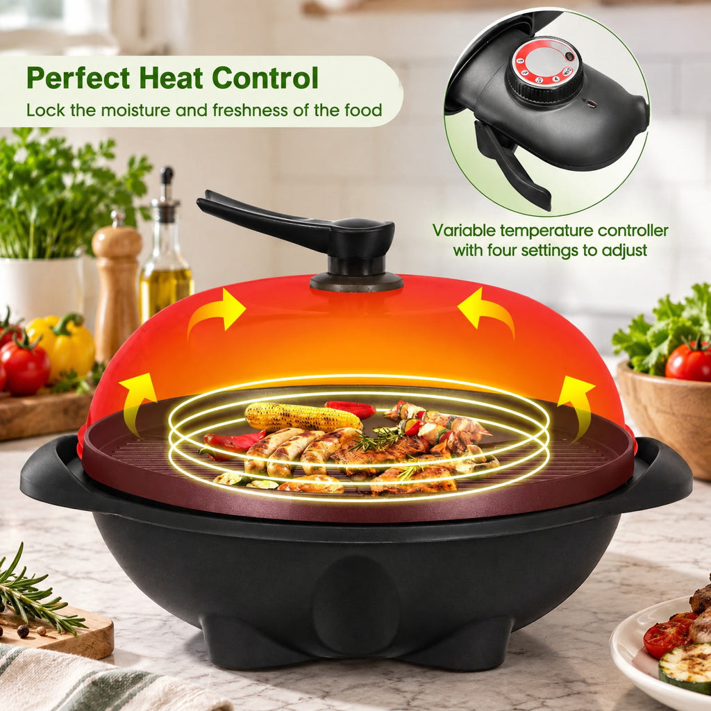 Airfind 1350 W Outdoor Electric BBQ Grill with Removable Stand Easy to Install, Aluminum Plate / ABS for Convenient Everyday Use, Black