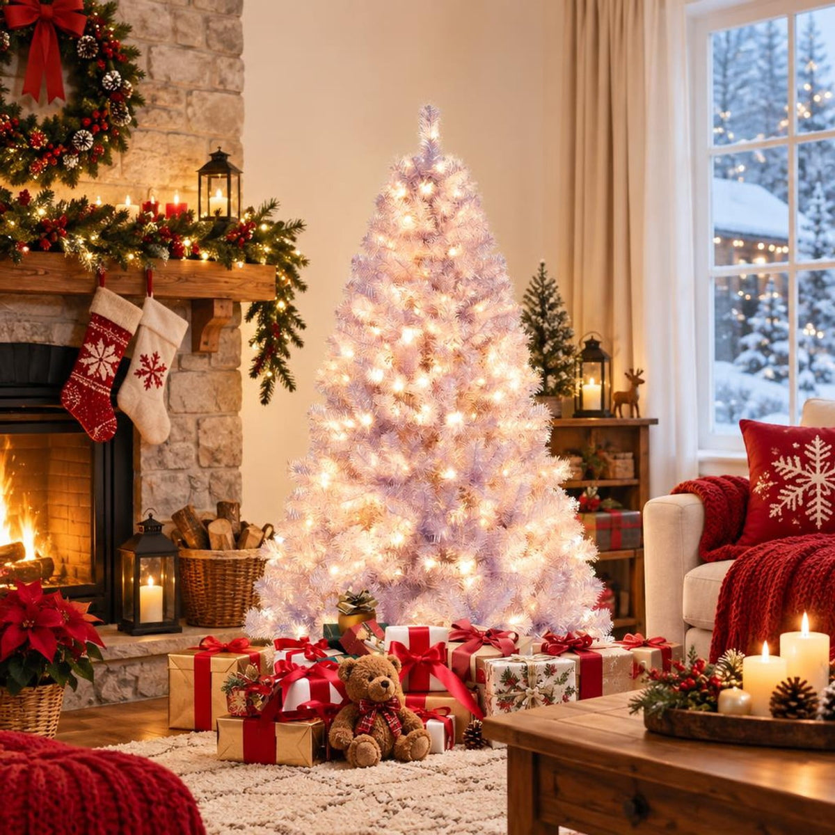 Airfind 6/7.5 FT Pre-Lit Tinsel Christmas Tree Artificial Xmas Tree, PVC PET Metal S/M Frame, 3.3 x 6 ft Footprint, Deep Purple