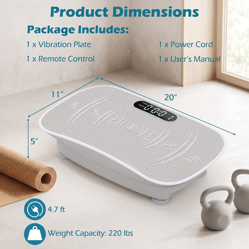 Airfind Vibration Plate Exercise Machine for Weight Loss and Lymphatic Drainage, 10 Speed Whole Body Vibration Platform with Remote Control and LED Display, Gray