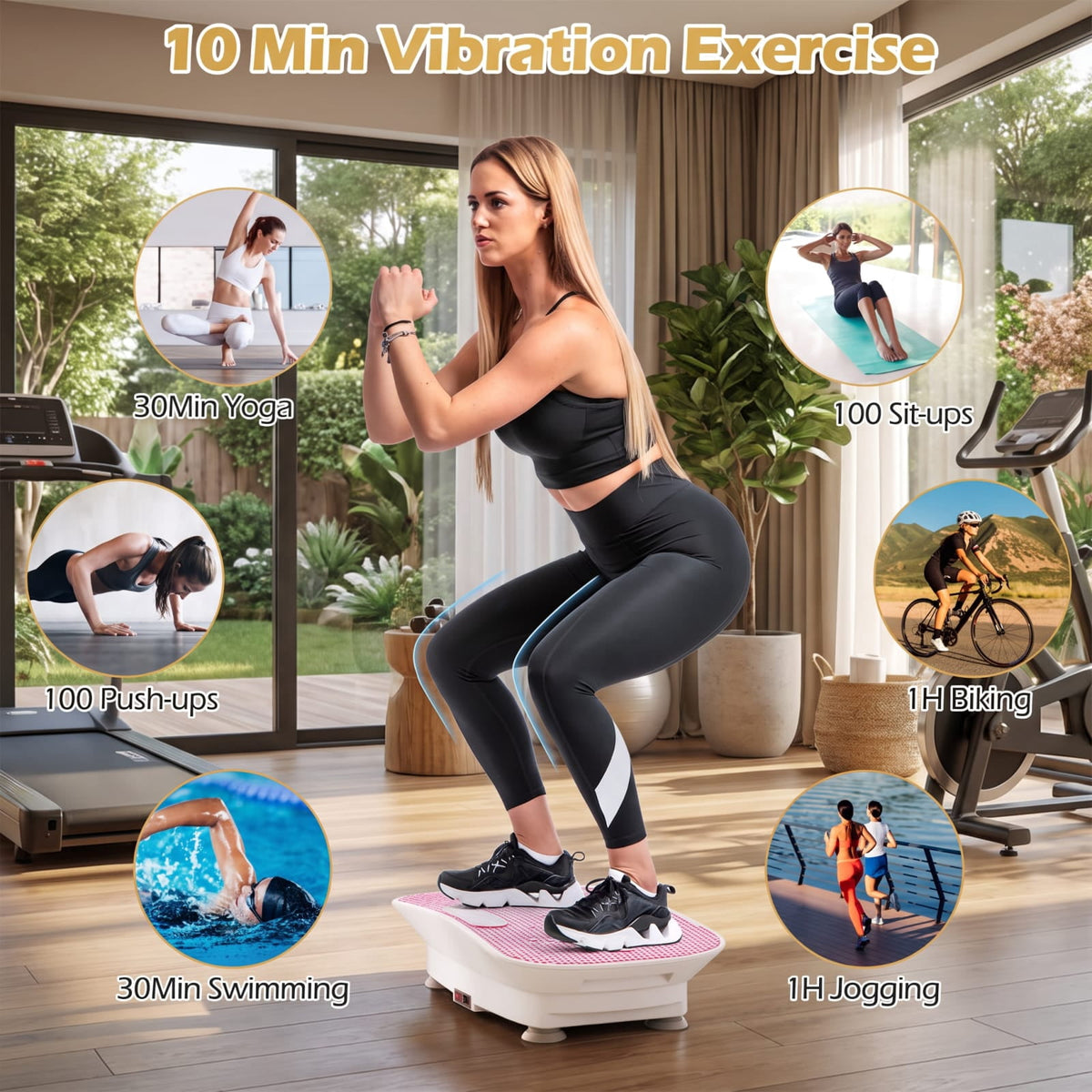Airfind Vibration Plate Exercise Machine with 10 Speed Levels and Remote for Whole Body Workout Lymphatic Drainage, White