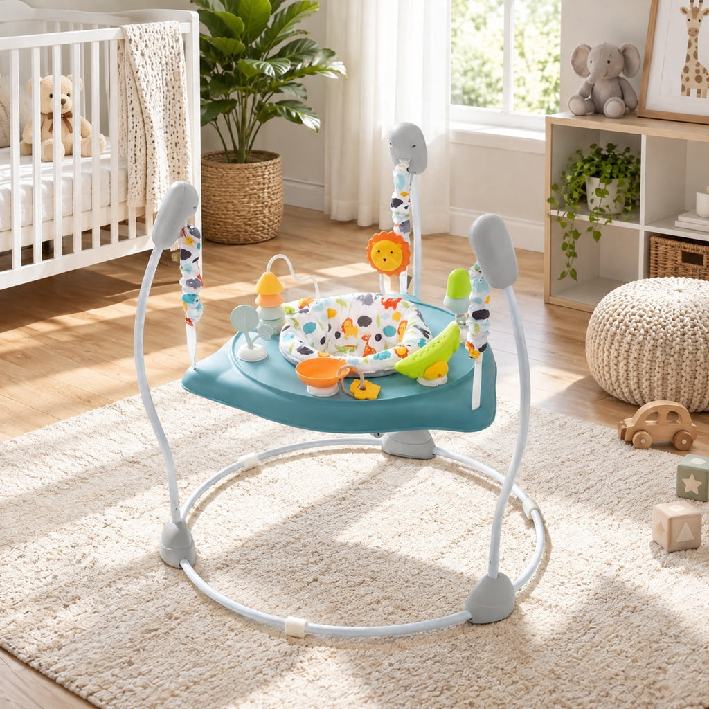 Airfind Child Jump and Play Activity Center with Rotatable Seat and Interactive Toys, 26.5 Lbs Capacity, Pp, for 7-15 Months Old, Blue