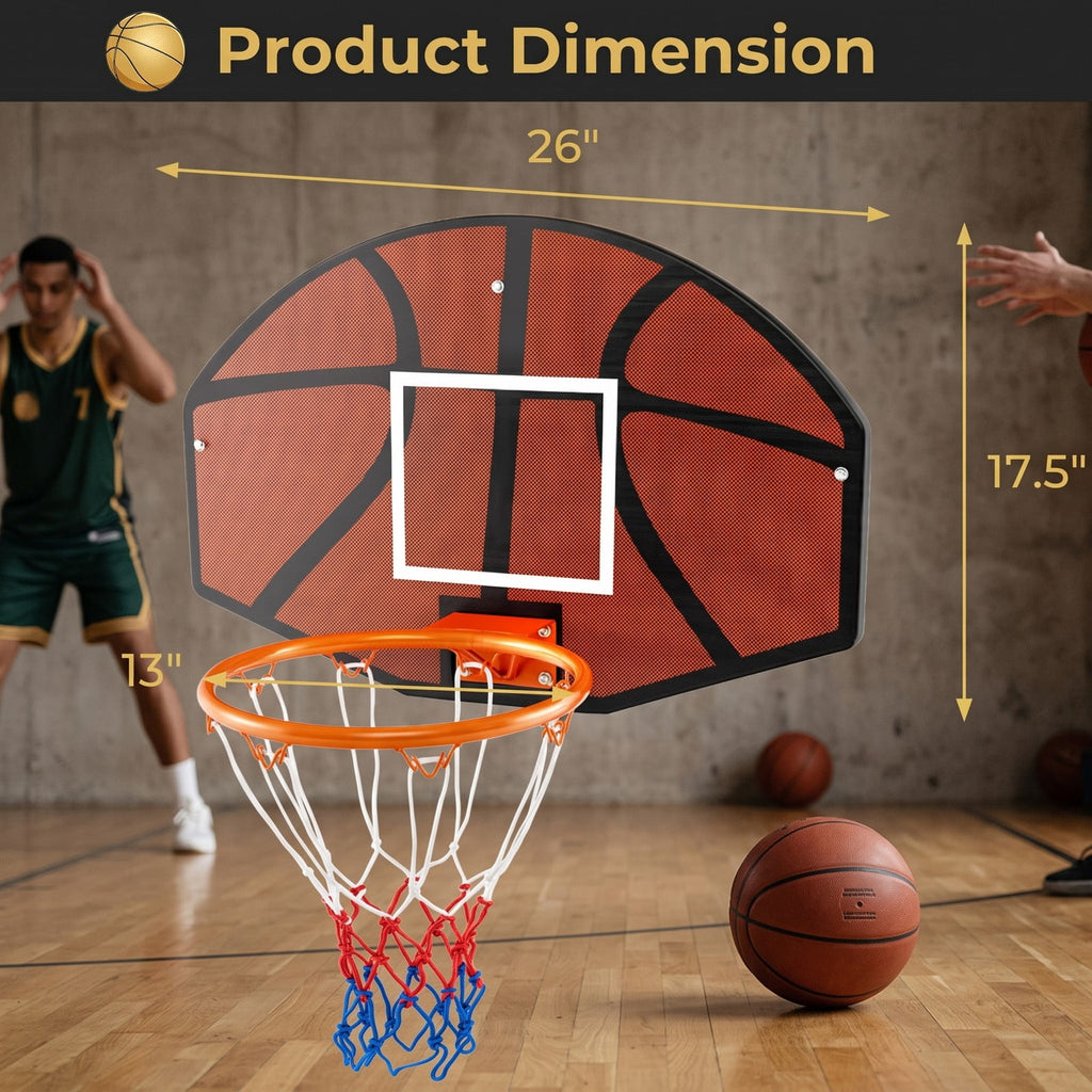 Airfind Wall-Mounted Mini Basketball Hoop with Large Shatterproof Backboard, Indoor Outdoor Basketball Game Set with Metal Rim and Anti-Tear Net for Kids, Black Red