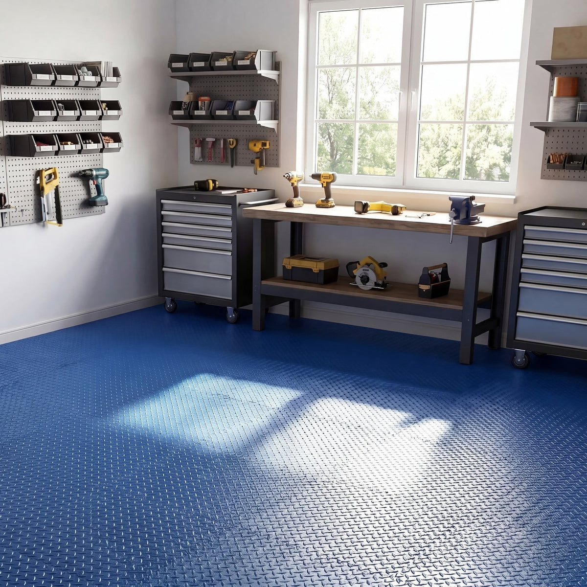 Airfind 12 Tiles Puzzle Exercise Floor Mat with Interlocking EVA Foam and Non-Slip Texture for Home Gym Equipment Protection, Blue