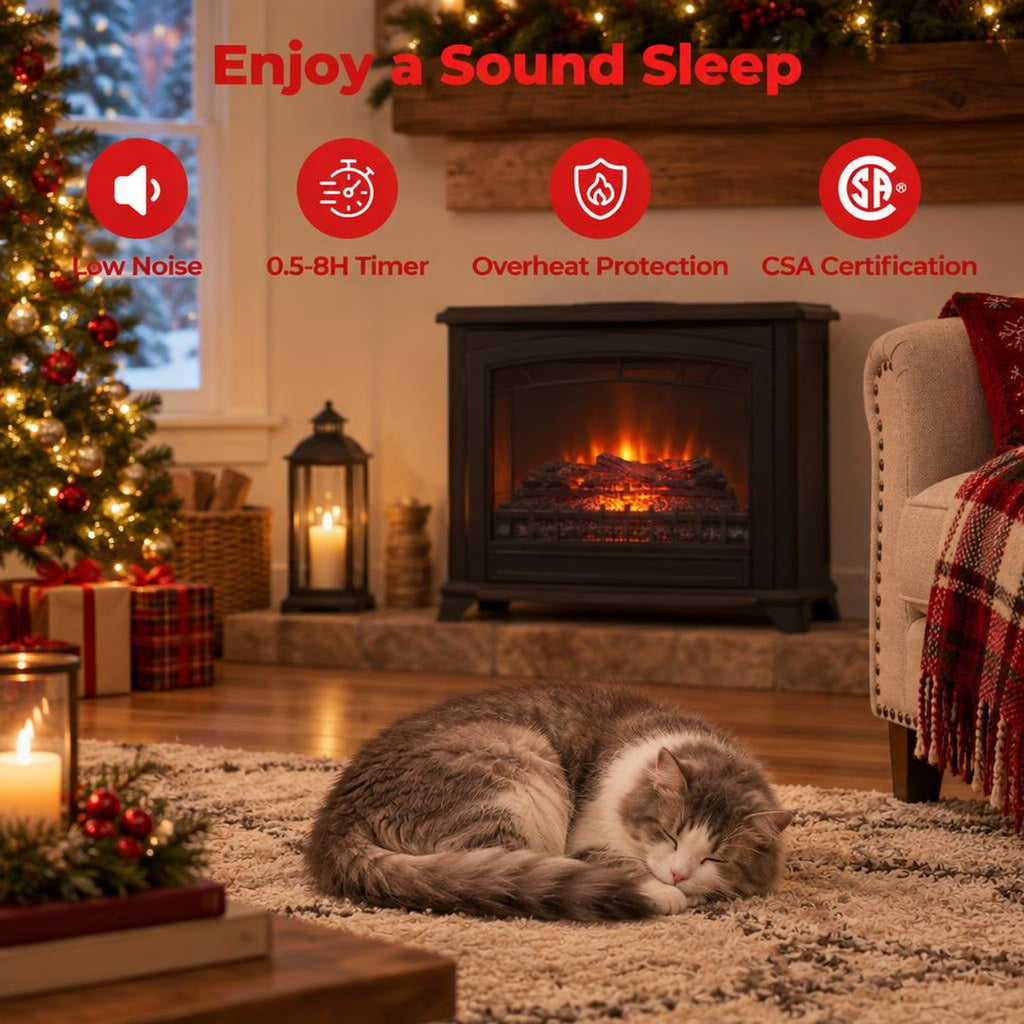 Airfind 26 Inch WiFi Infrared Quartz Electric Fireplace Insert Logs Heater with Realistic Pinewood Logs, Cold-rolled Steel ABS Resin Frame, Black