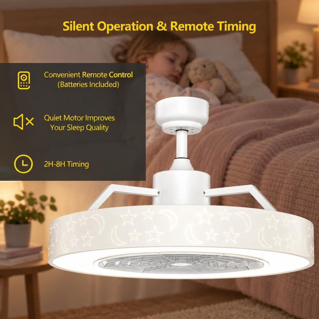 Airfind 23 Inch Ceiling Fan with LED Light and Remote Control, Iron ABS Frame, 23 Inch x 10.5 Inch - 20 Inch Footprint for Everyday Use, White