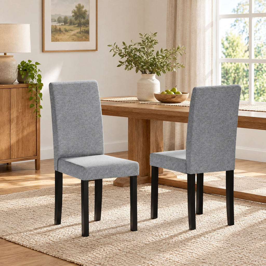 Airfind Set of 2 Dining Chair Mid-Century Modern Fabric Upholstered Parson Chairs, Chair 330 lbs Capacity, 17in x 22in x 35.5in Footprint, Light Gray