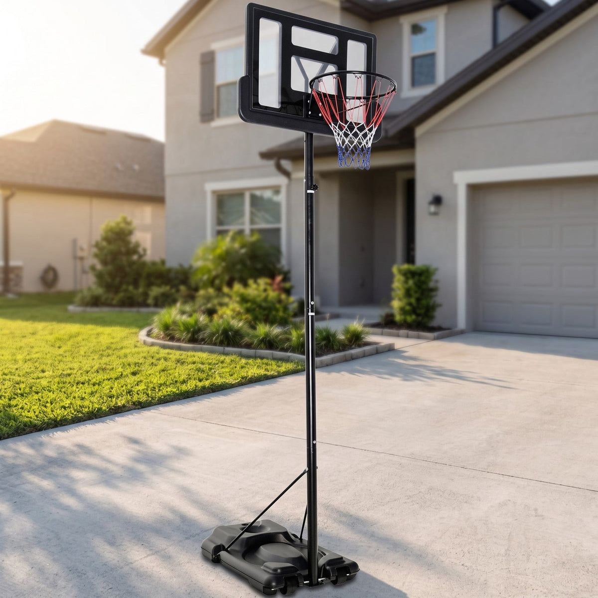 Airfind Portable Basketball Hoop, Height Adjustable 8.5-10 ft Shatterproof Backboard System with Wheels and 2 Nets for Indoor Outdoor Kids Adults Driveway, Black