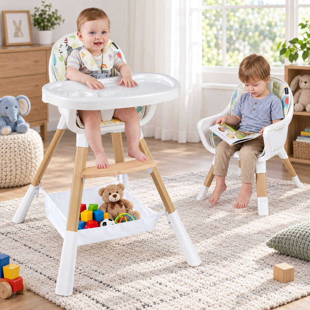 Airfind 4-in-1 Convertible Youth High Chair, 33 lbs Capacity, Metal Frame, Suitable for Ages 6 Months to 3 Years, Colorful