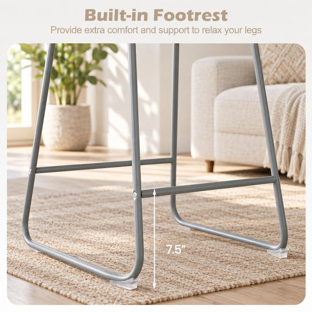 Airfind Counter Height Bar Stools, Set of 2, with Curved Backrest and Metal Frame for Kitchen Dining, 330 lbs Capacity, Gray