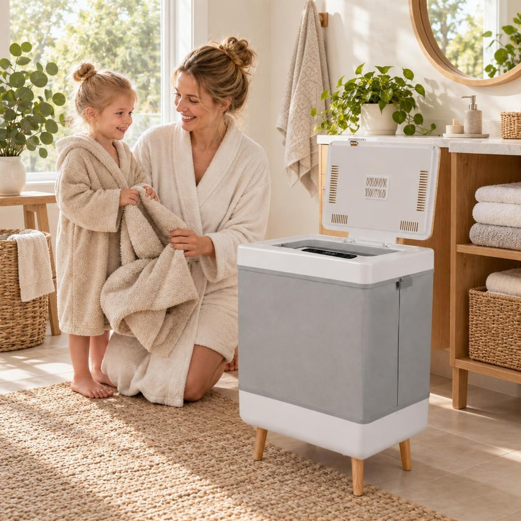 Airfind Towel Warmer Bucket with Foldable Design and Auto Shut Off for Bathroom, Natural, 8 mins to max temperature