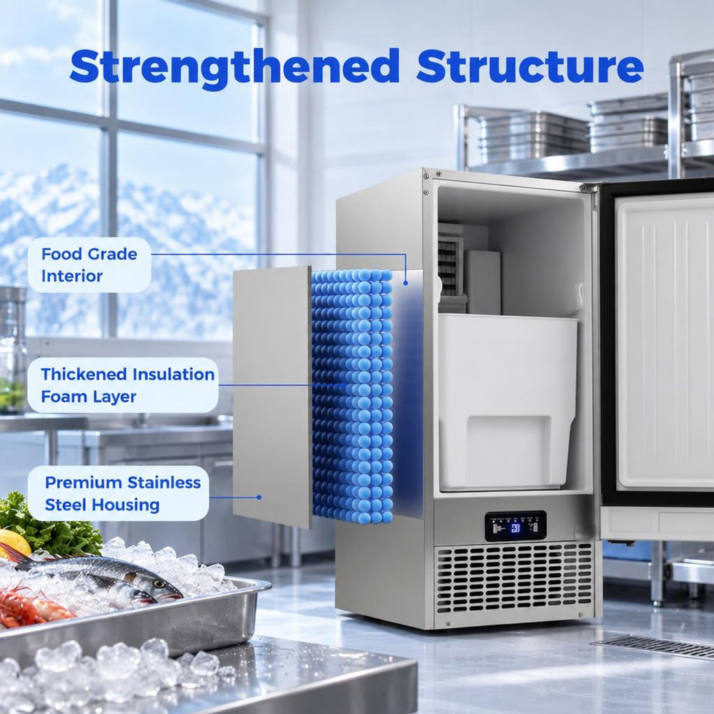Airfind Commercial Ice Maker with 25 lbs Storage Capacity for Home Bar Cafe, Stainless Steel Galvanized Steel Frame, Silver