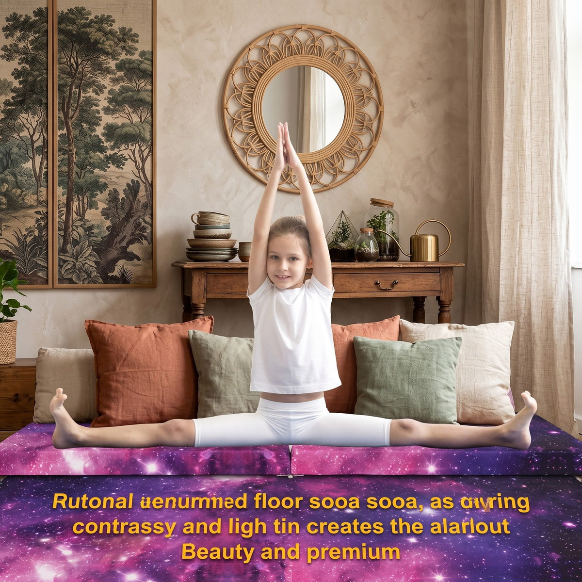 Airfind Folding Balance Beam for Kids with Solid Wood Base and Anti-slip Bottom for Home Gymnastics Training and Practice, Galaxy